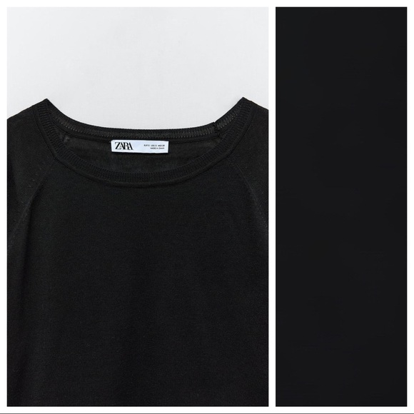 NWT. Zara Black Long Sleeves Round Neck Sweater. Size L. - Picture 3 of 5